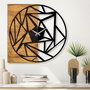 Wallity Reloj de pared decorativo de madera Nogal y Negro